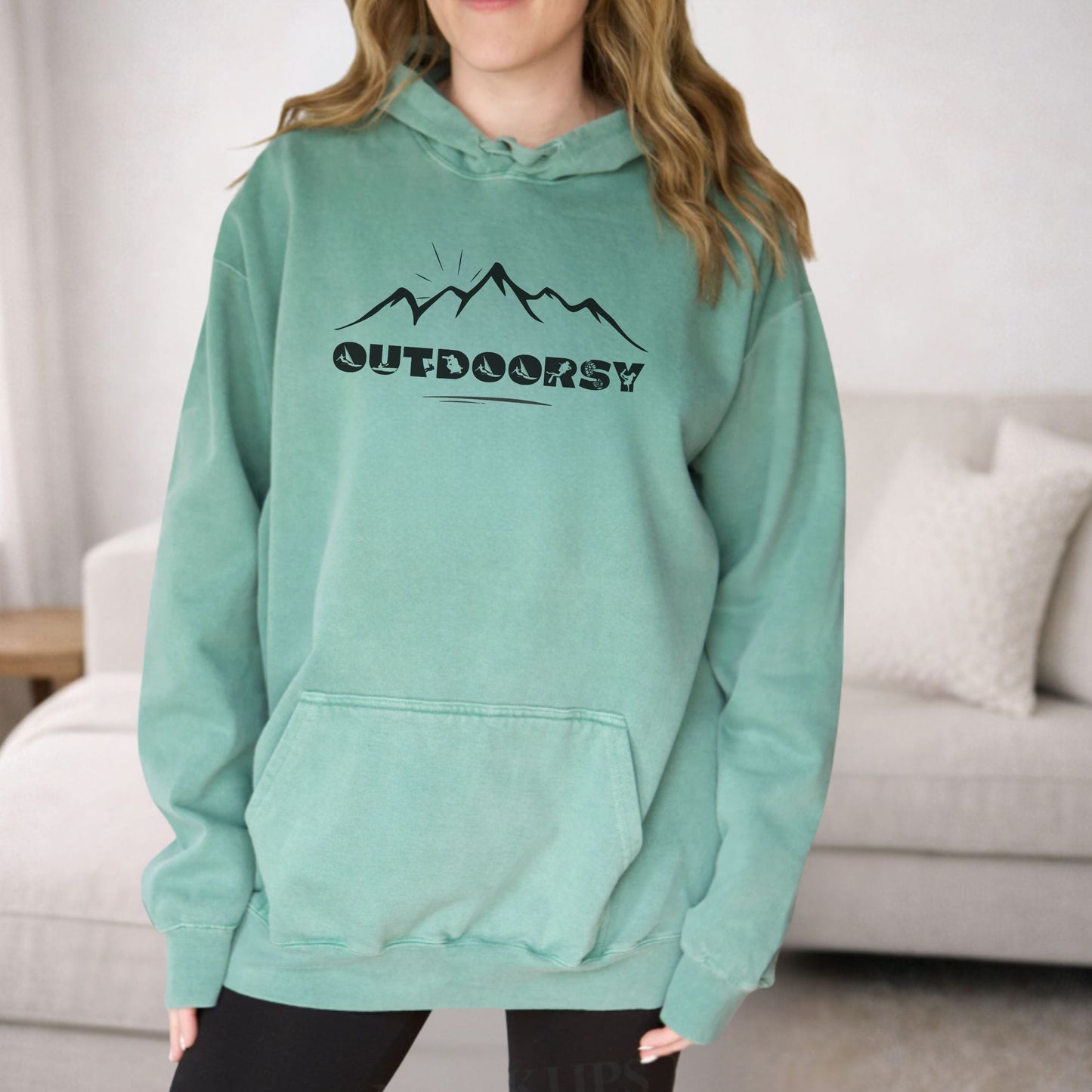 Outdoorsy Mountain Hoodie | Comfort Colors Hiking & Camping Sweatshirt