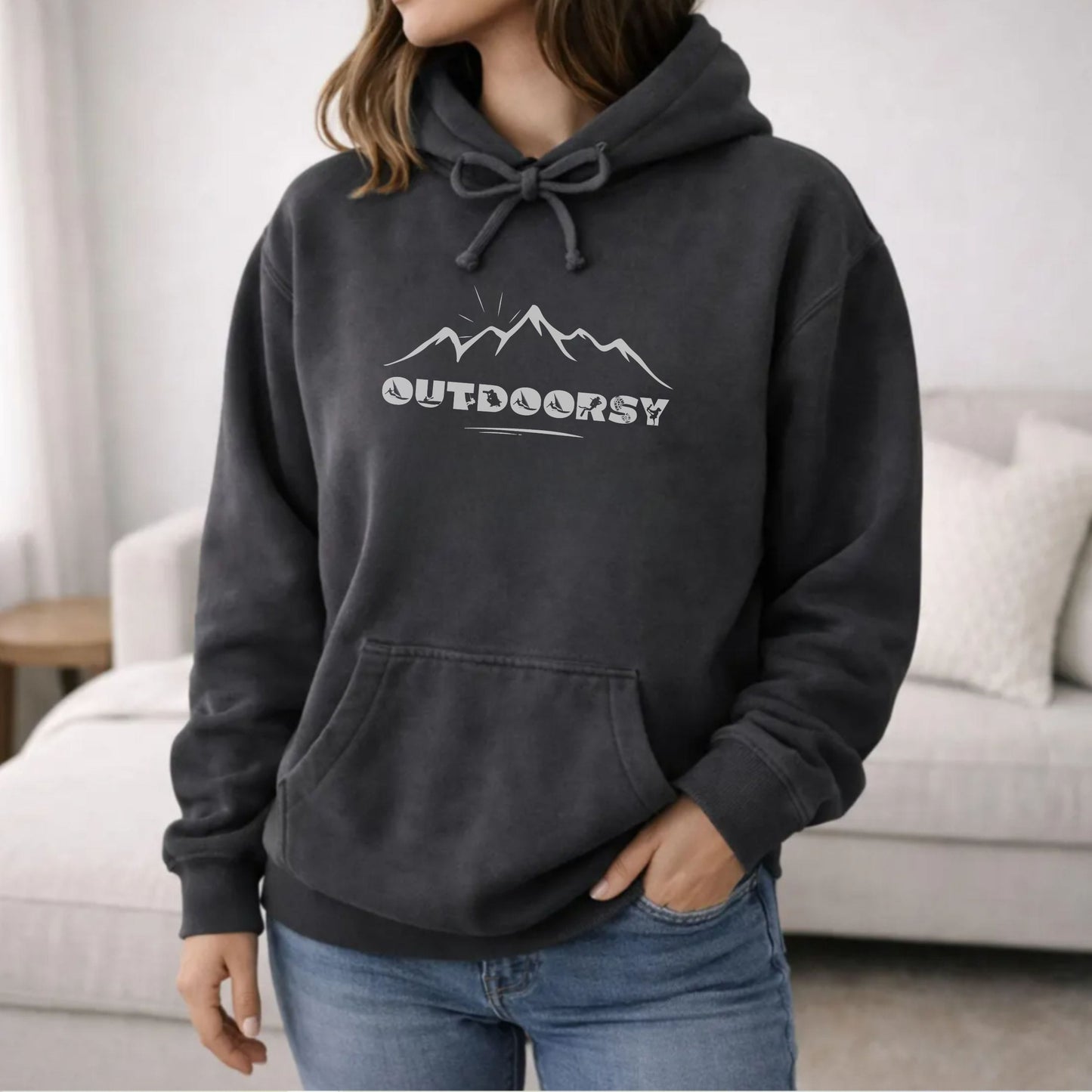 Outdoorsy Mountain Hoodie | Comfort Colors Hiking & Camping Sweatshirt