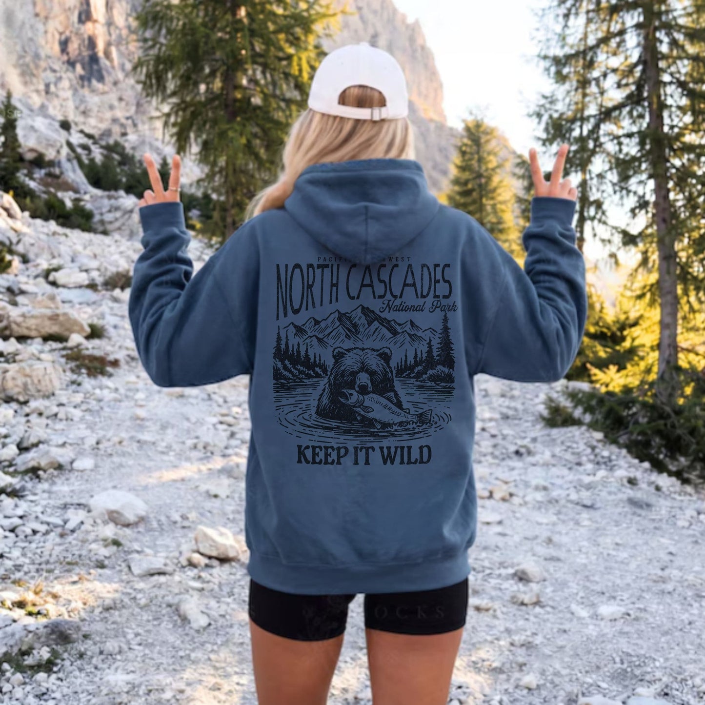 North Cascades National Park Bear Hoodie | Retro Mountain Sweatshirt