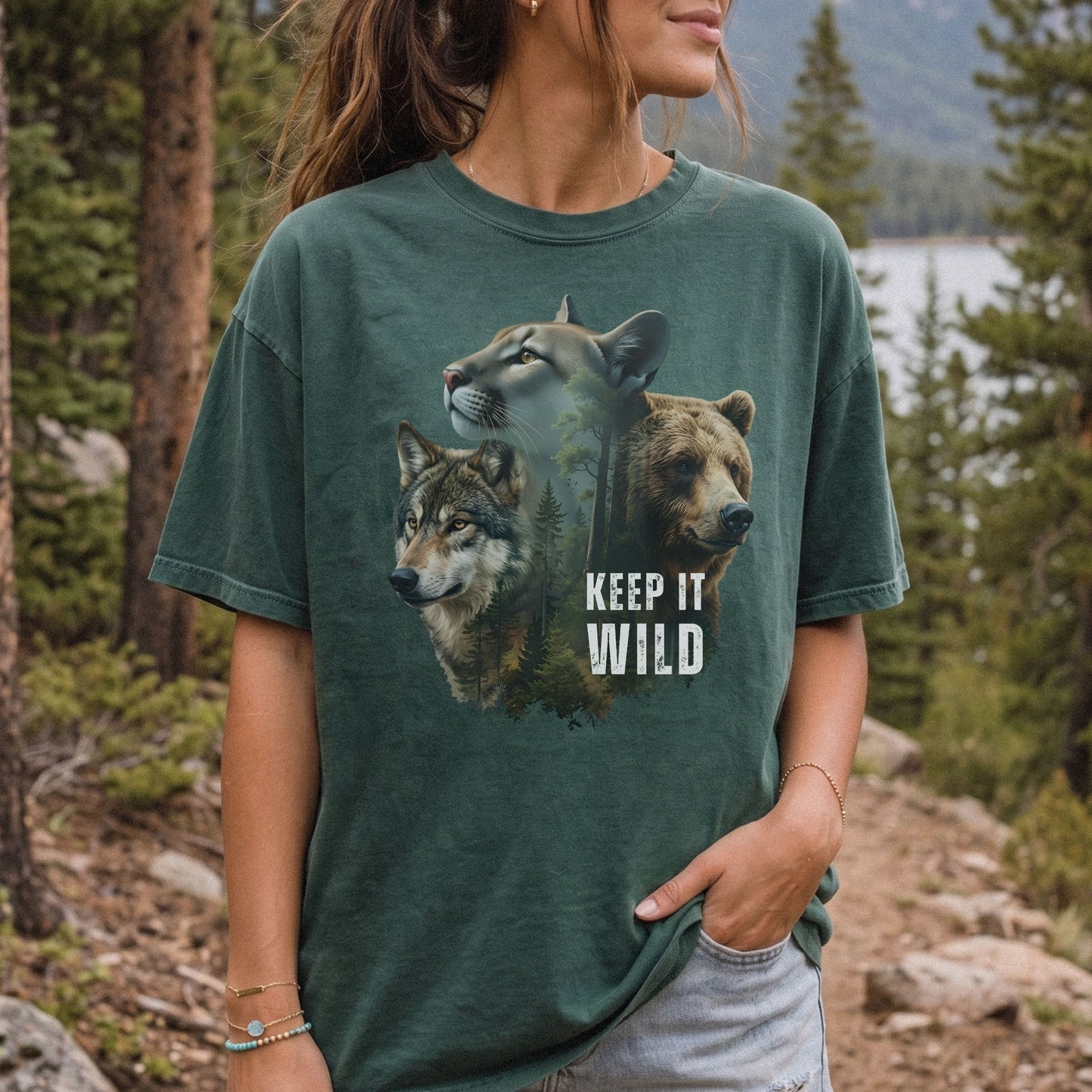 Keep It Wild Wildlife T-Shirt | Comfort Colors Wolf, Bear & Cougar Tee