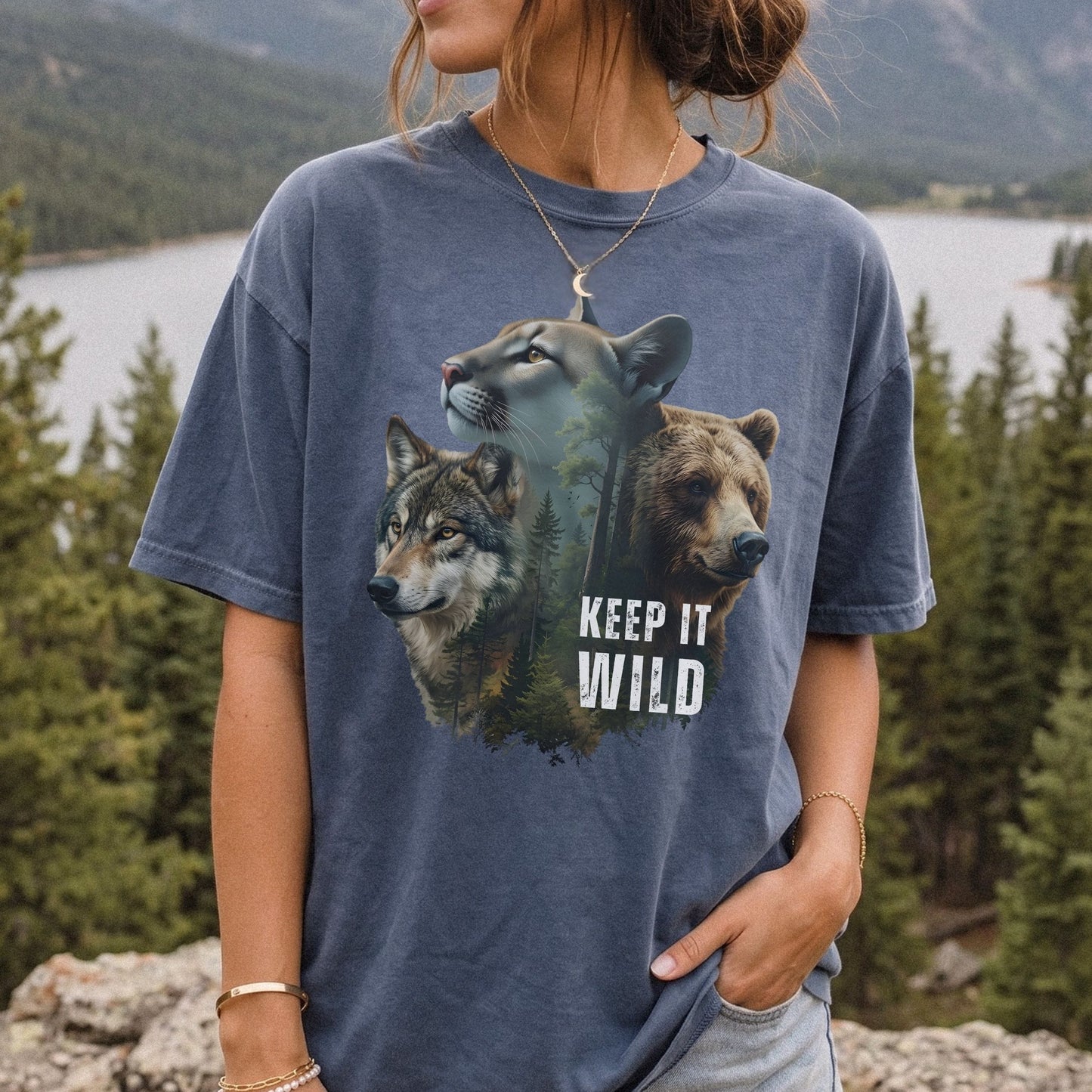 Keep It Wild Wildlife T-Shirt | Comfort Colors Wolf, Bear & Cougar Tee