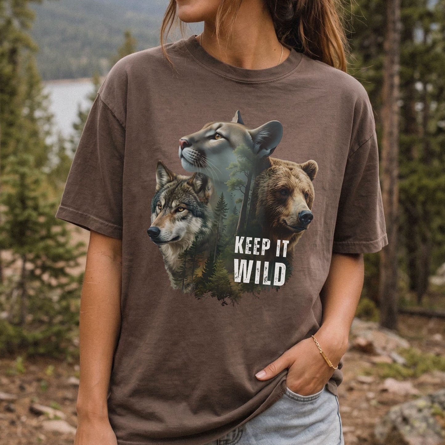 Keep It Wild Wildlife T-Shirt | Comfort Colors Wolf, Bear & Cougar Tee