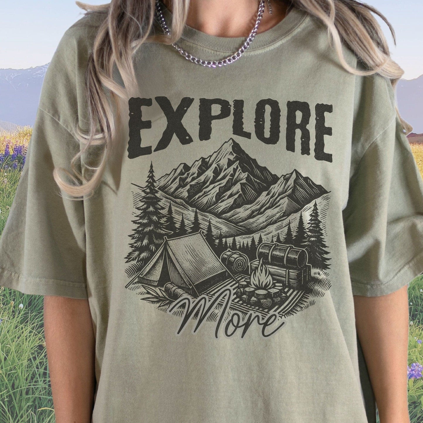 Explore More Camping, Vintage Style Tee