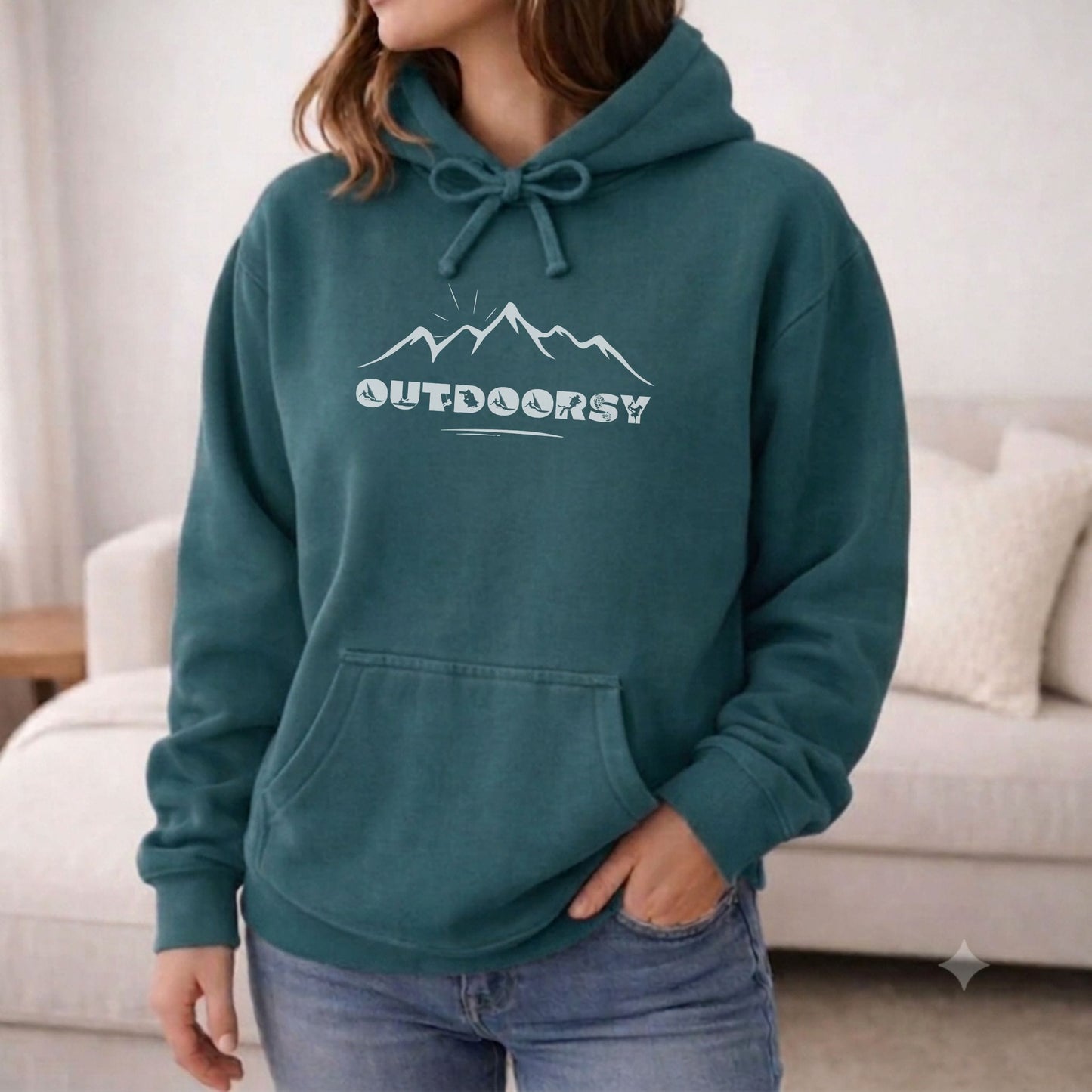 Outdoorsy Mountain Hoodie | Comfort Colors Hiking & Camping Sweatshirt