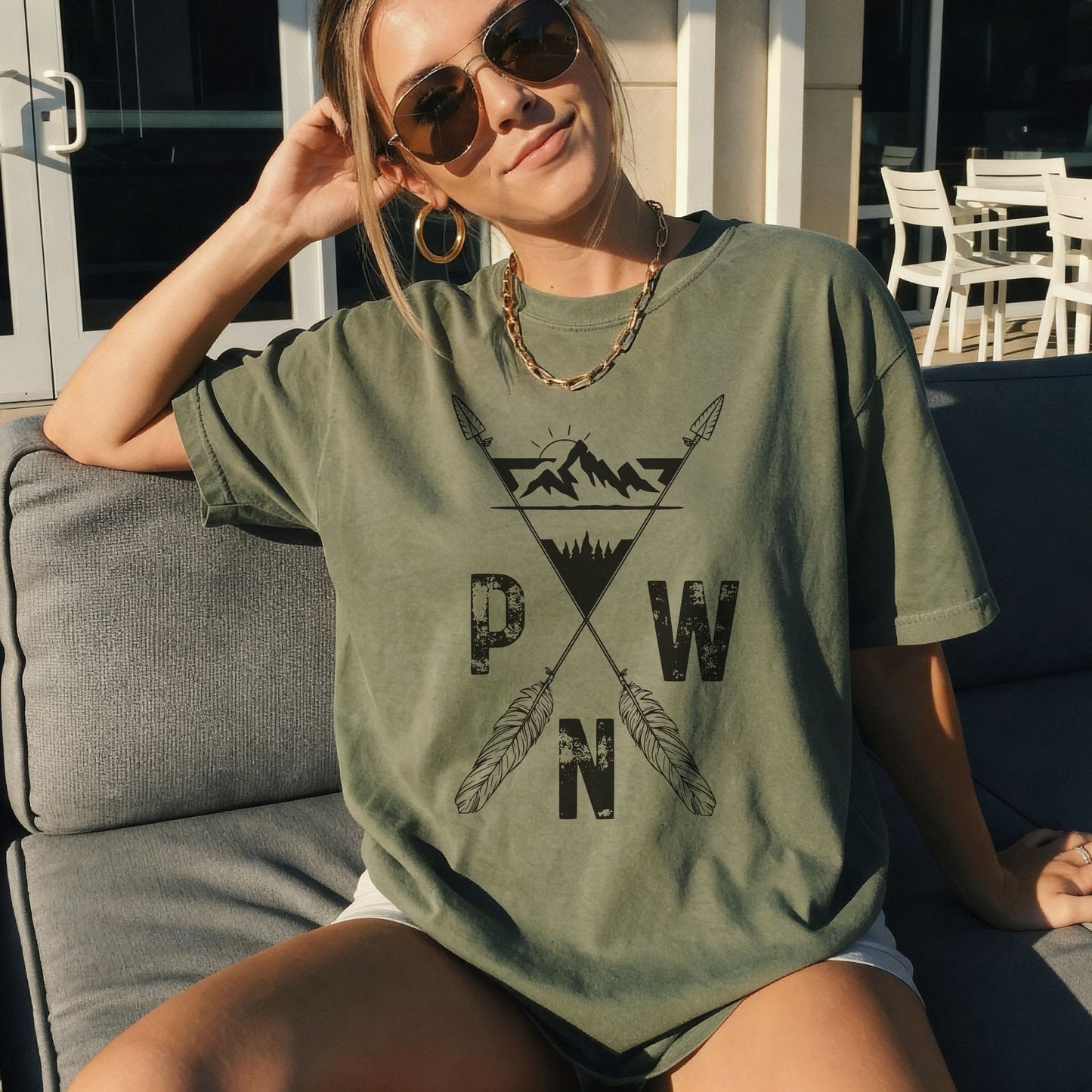 PNW Mountains & Arrows Graphic Tee | Soft & Comfy Hiking Shirt