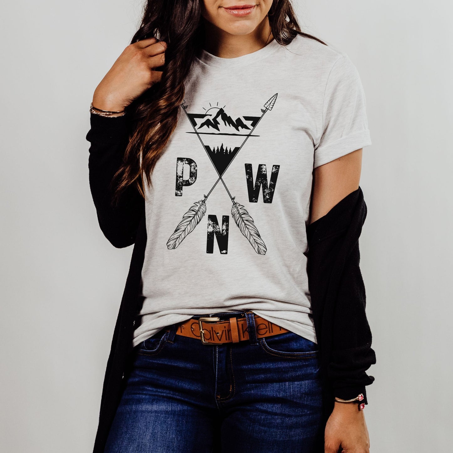 PNW Mountains & Arrows Graphic Tee | Soft & Comfy Hiking Shirt