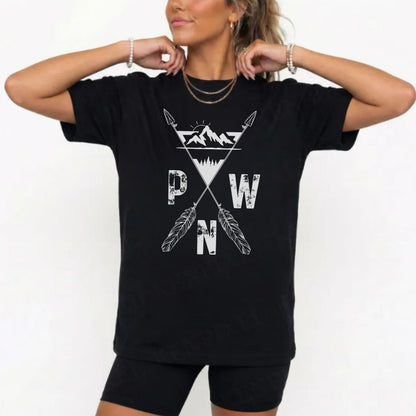 PNW Mountains & Arrows Graphic Tee | Soft & Comfy Hiking Shirt