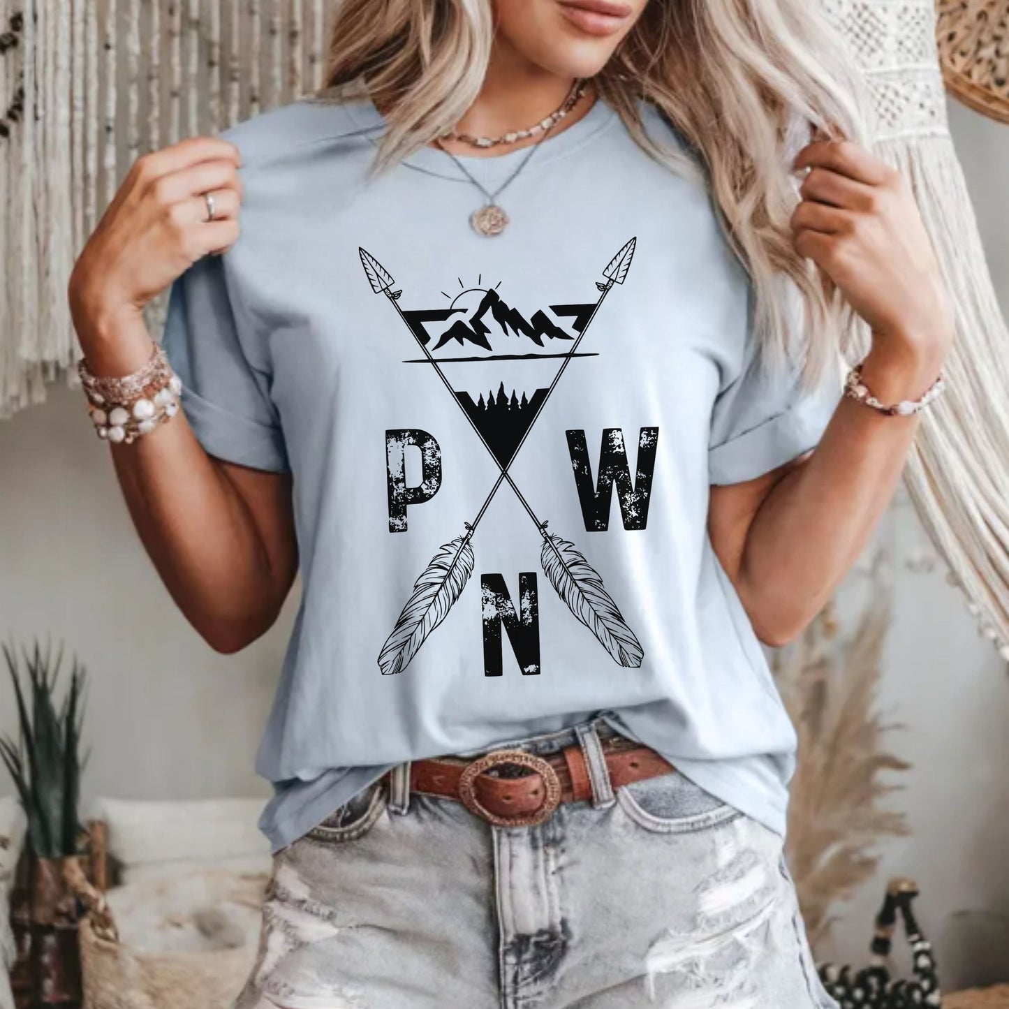 PNW Mountains & Arrows Graphic Tee | Soft & Comfy Hiking Shirt