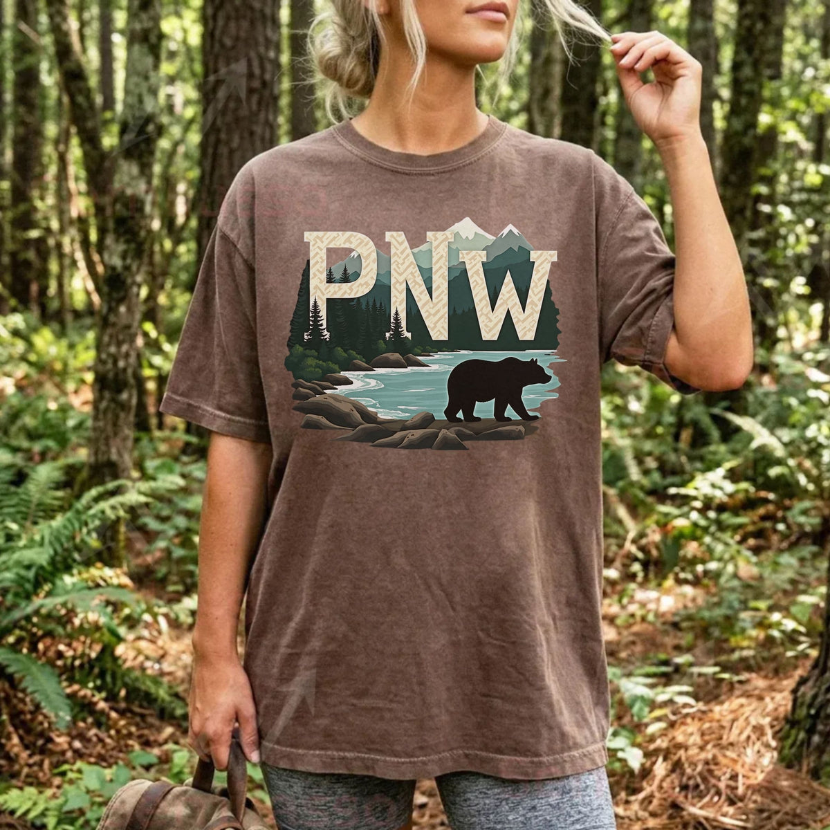 Retro PNW Bear Wilderness Graphic Tee | Vintage Outdoorsy Mountain Shirt