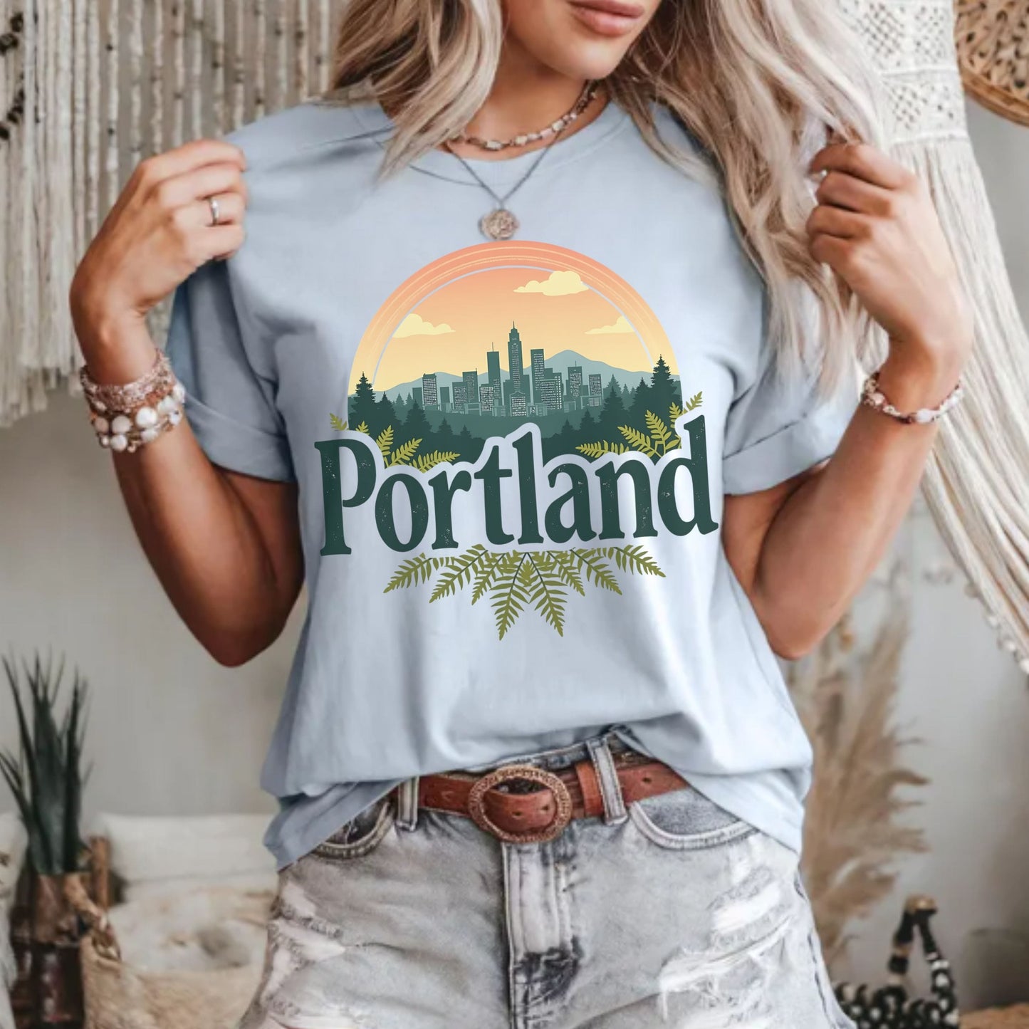 Retro Portland Oregon Graphic Tee | Vintage City Skyline Pacific Northwest Shirt
