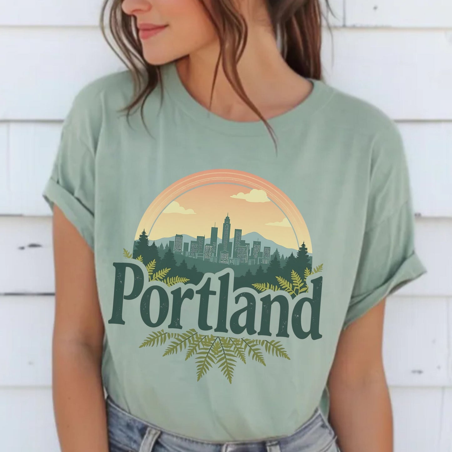 Retro Portland Oregon Graphic Tee | Vintage City Skyline Pacific Northwest Shirt
