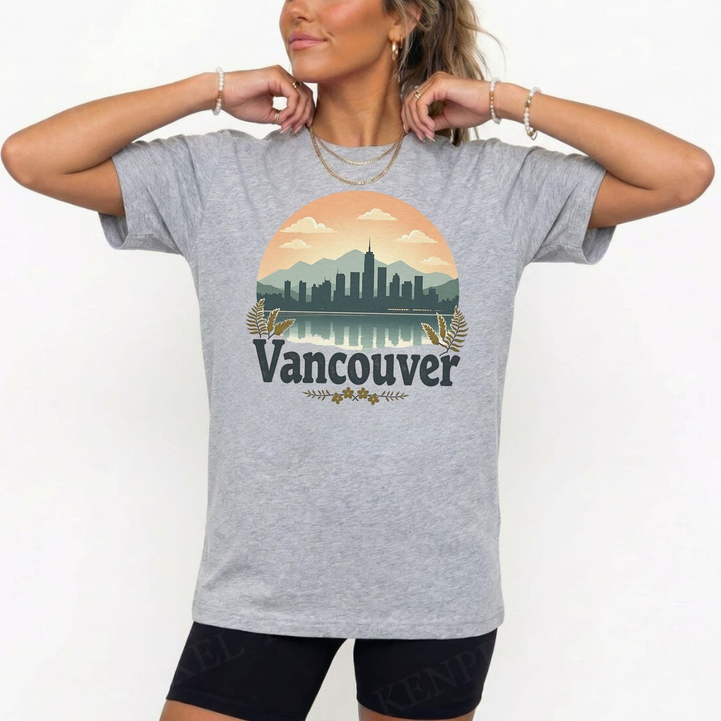 Retro Vancouver Sunset Graphic Tee | Vintage City Skyline Pacific Northwest Shirt