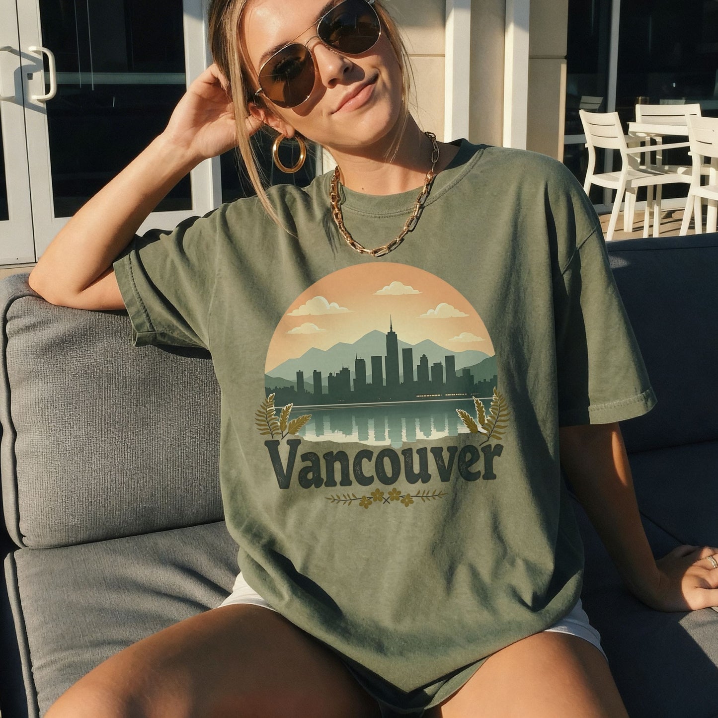 Retro Vancouver Sunset Graphic Tee | Vintage City Skyline Pacific Northwest Shirt