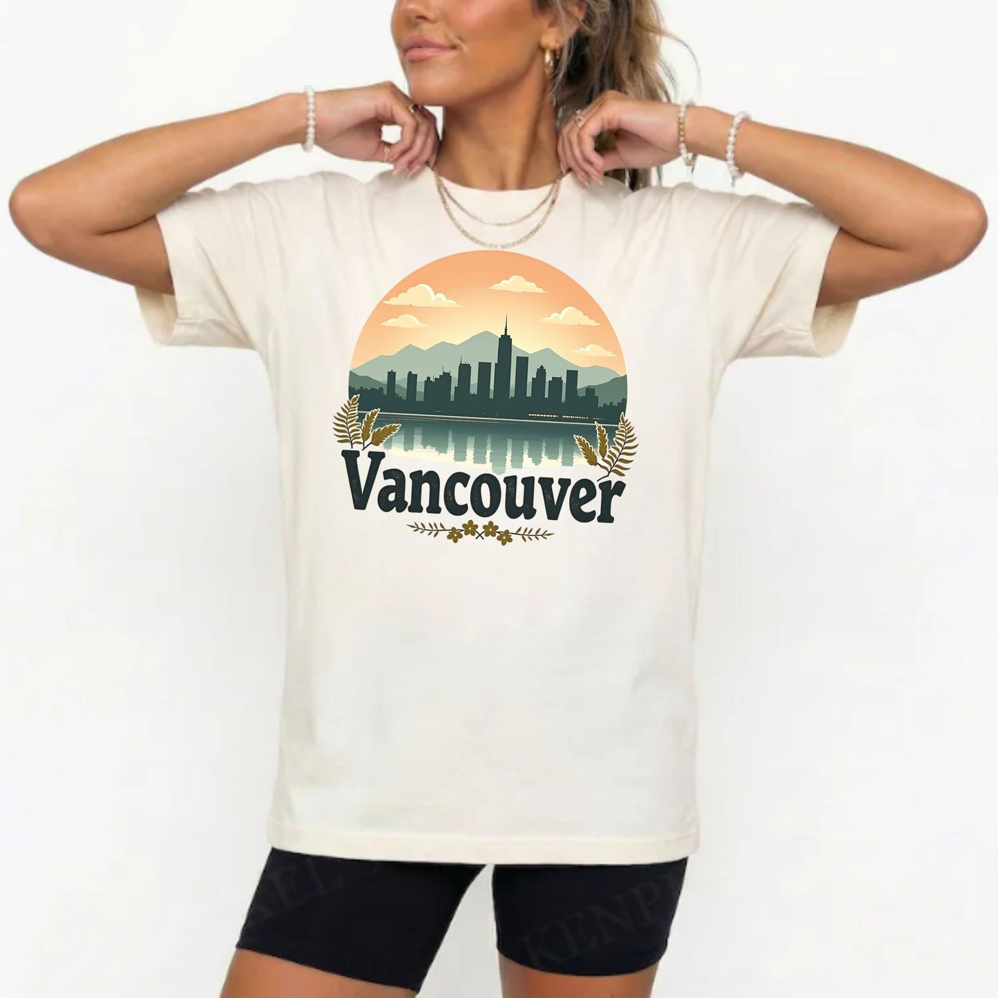 Retro Vancouver Sunset Graphic Tee | Vintage City Skyline Pacific Northwest Shirt