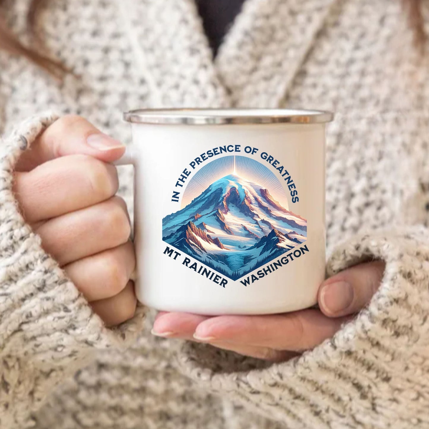 Sunset Mount Rainier Enamel Camp Mug | Pacific Northwest Gift