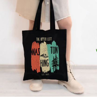 Upper Left Washington Tote Bag | Vintage Pacific Northwest Canvas Bag