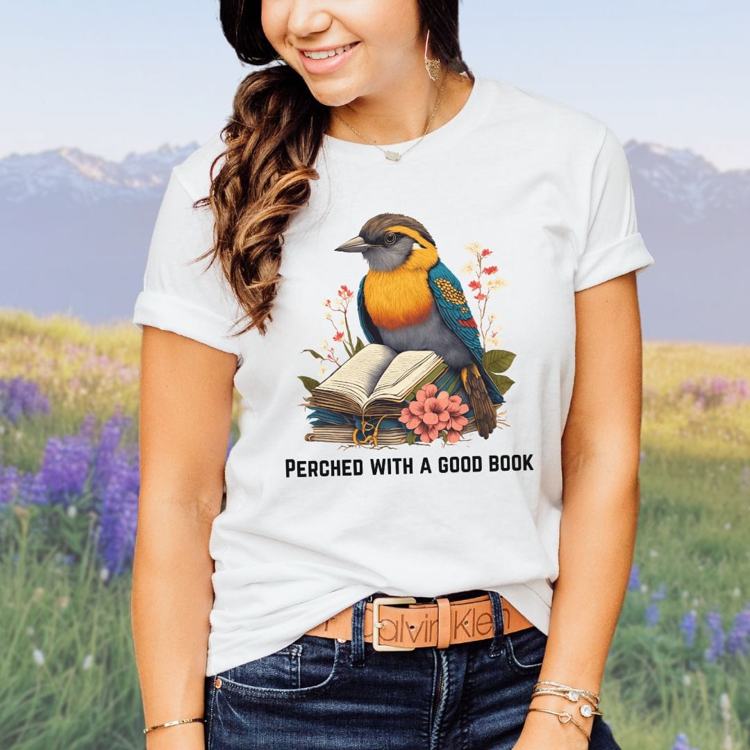Perched with a good book, Softsyle Tee