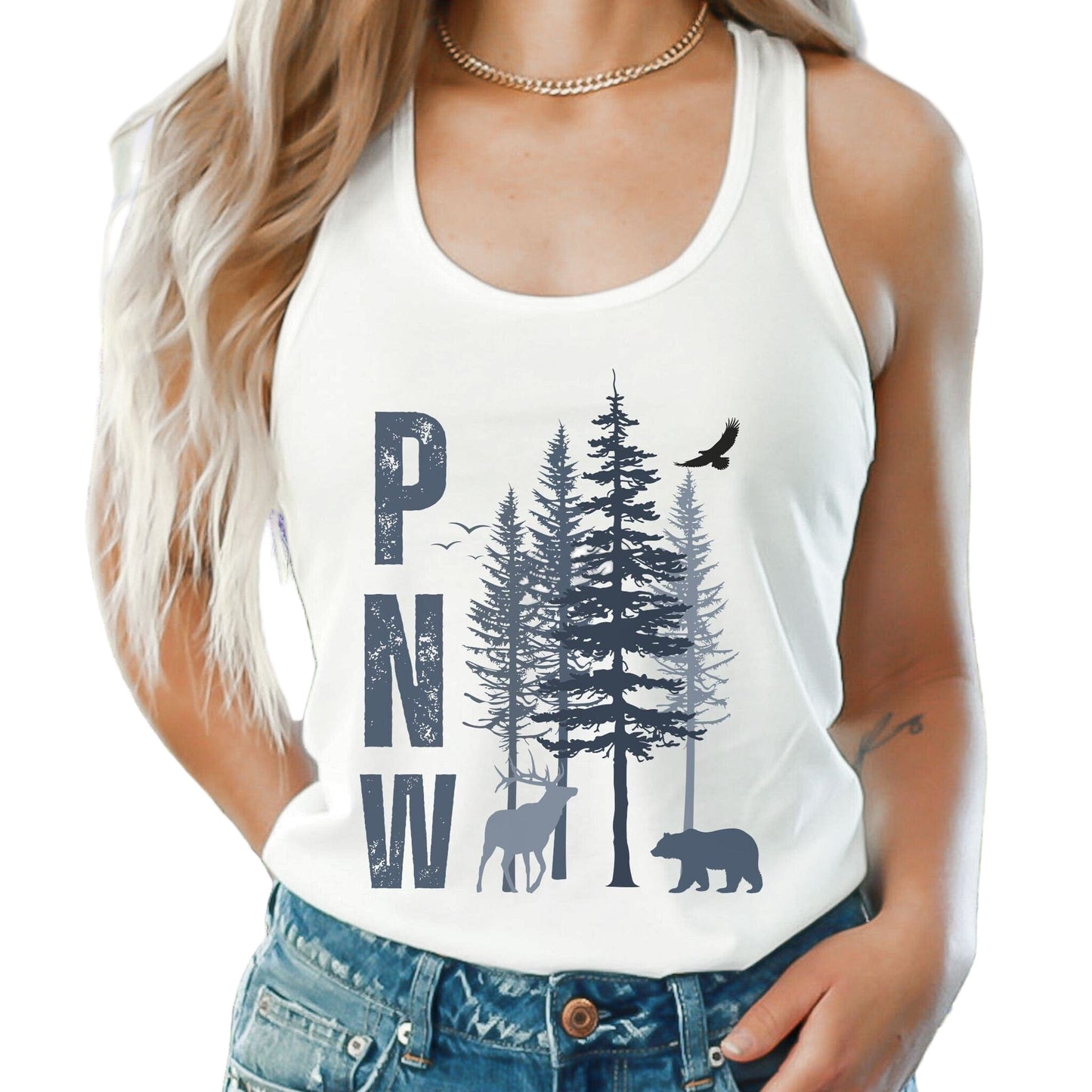 PNW Wilderness, Ladies Racerback Tank Top