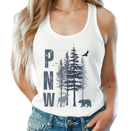 PNW Wilderness, Ladies Racerback Tank Top